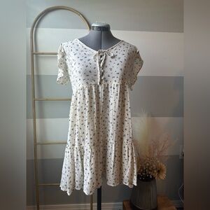 American Eagle Outfitters White Dress with Blue Floral Print Dress